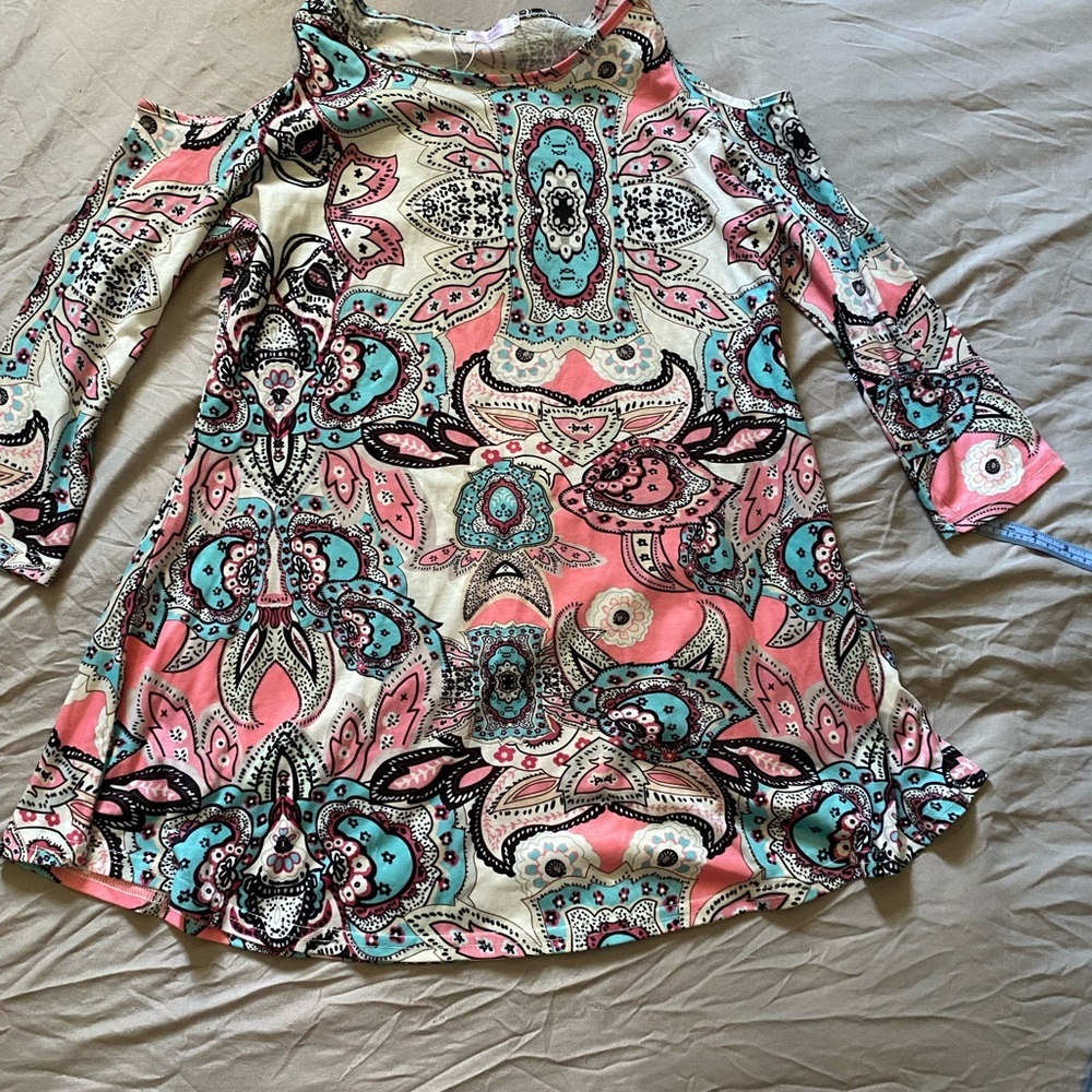 Colorful Paisley Cold Shoulder Dress size M new